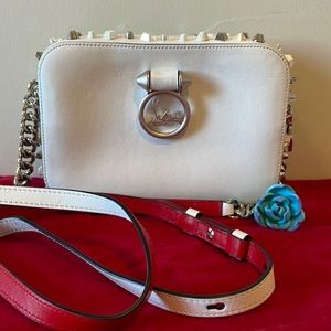 Christian Louboutin White Small Leather Crossbody Bag